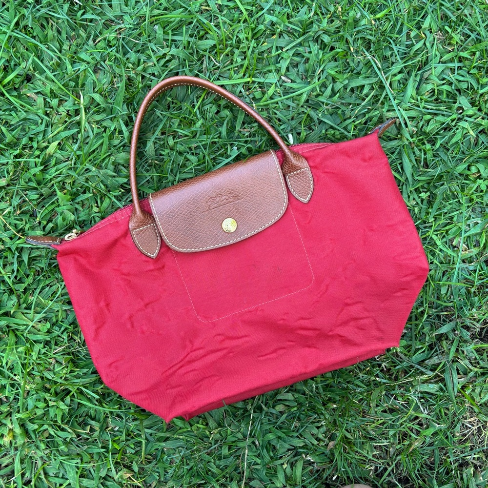 Red Longchamp le pliage type s tote Bag